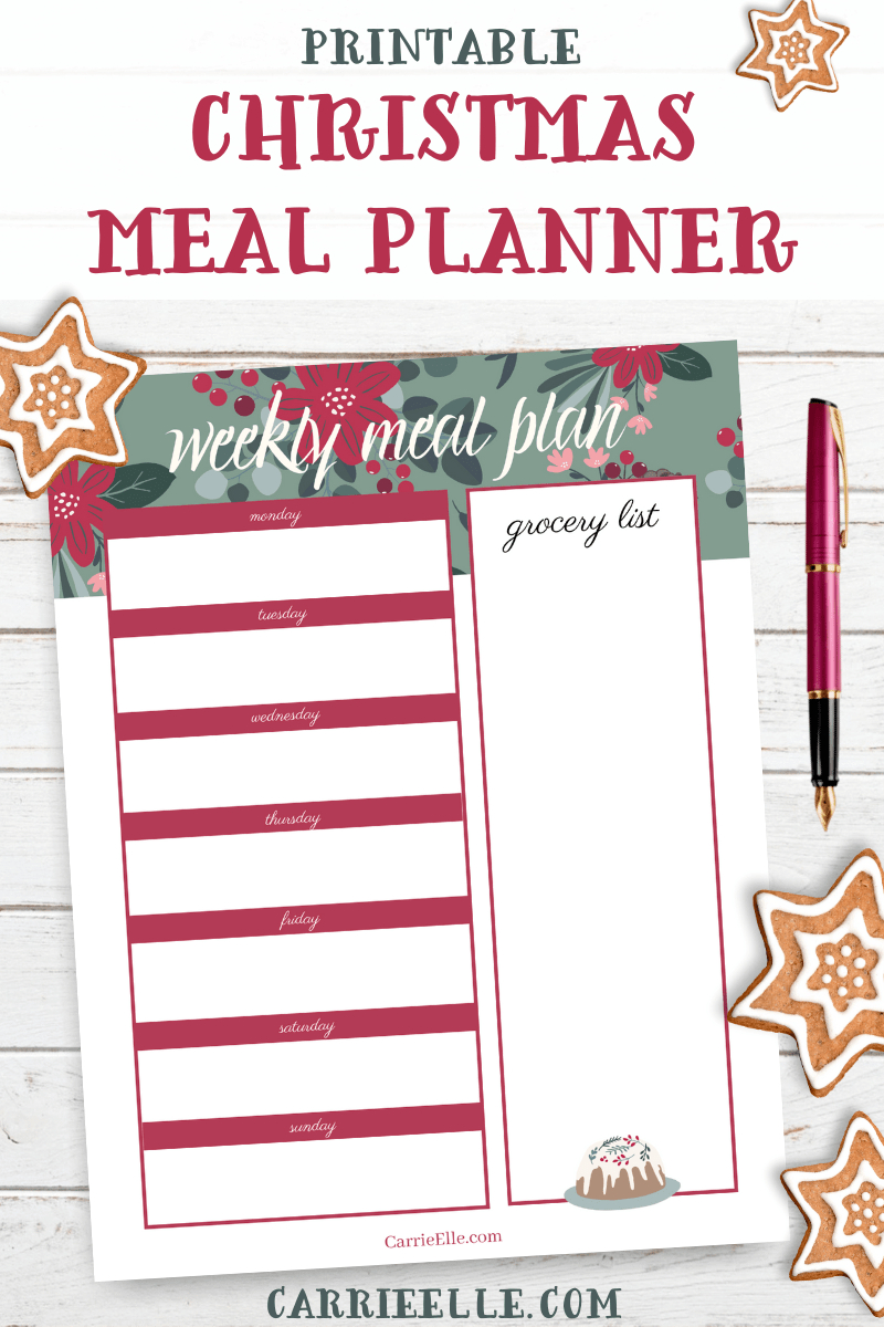 Cute And Simple Printable Christmas Meal Planner - Carrie Elle with Christmas Dinner Planner Printable
