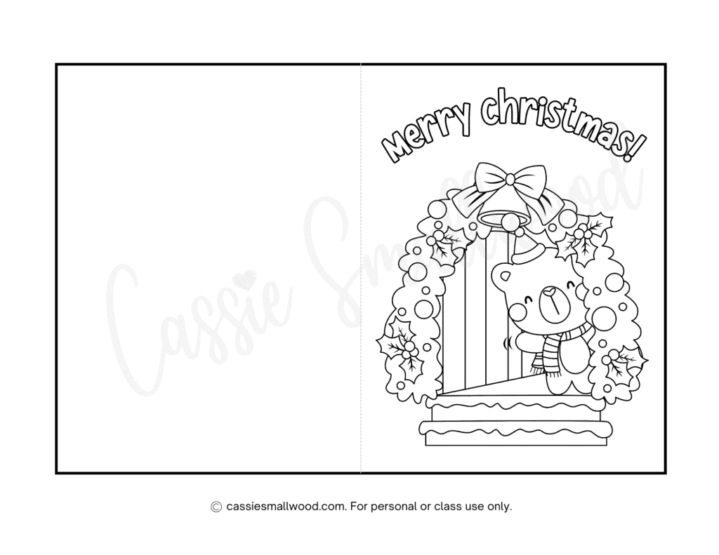 Cute Christmas Cards To Color - Cassie Smallwood intended for Printable Colorable Christmas Card
