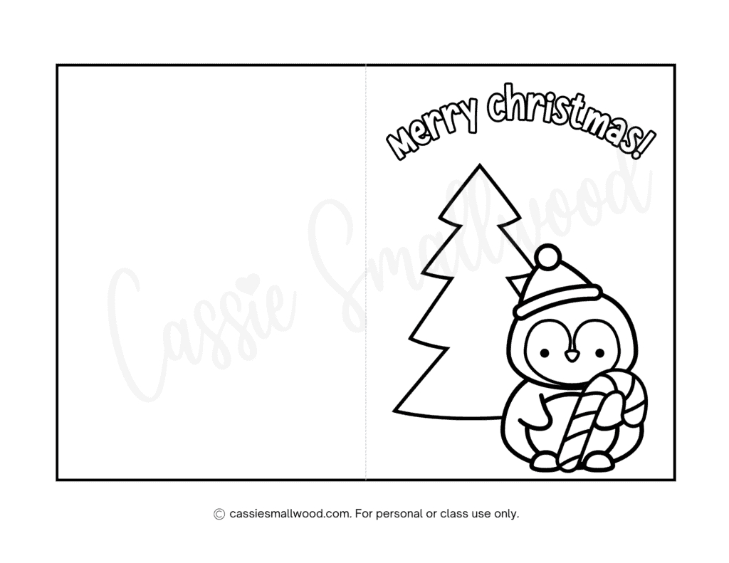 Cute Christmas Cards To Color - Cassie Smallwood regarding Printable Colorable Christmas Card