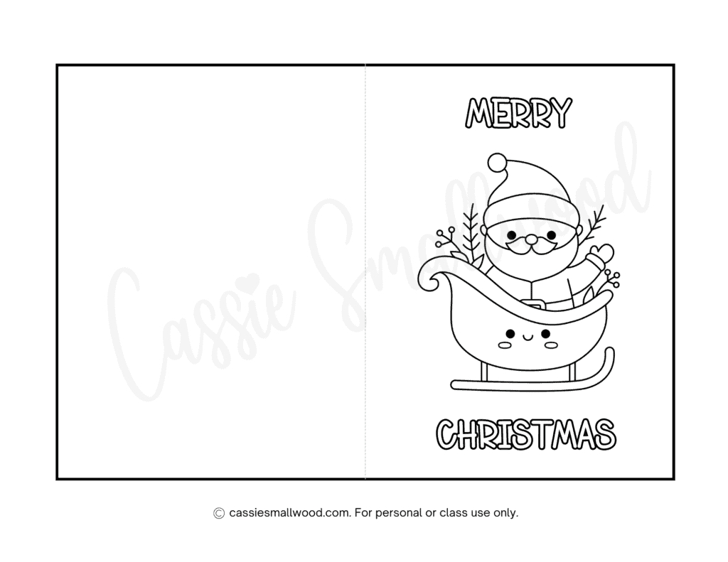 Cute Christmas Cards To Color - Cassie Smallwood with regard to Template Printable Christmas Card To Color
