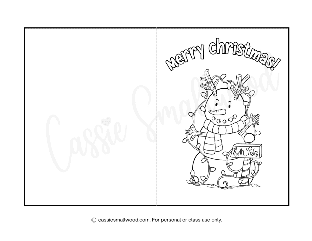 Cute Christmas Cards To Color - Cassie Smallwood within Printable Childrens Christmas Card To Color