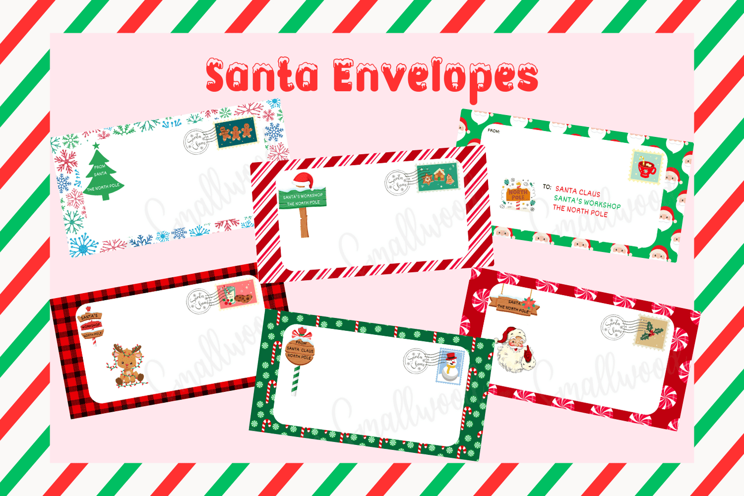 Cute Santa Envelopes (Free Printable) - Cassie Smallwood intended for Free Printable Christmas Envelopes