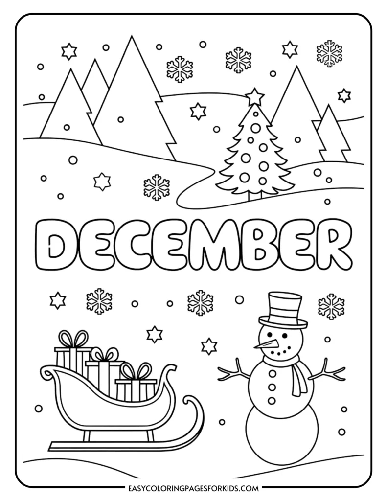 December Coloring Pages For Kids (7 Free Printable Pages) - Easy regarding Printable Color Sheets Christmas
