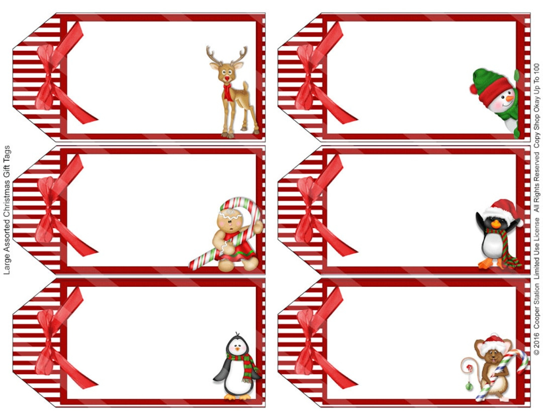 Digital Printable Assorted Large Holiday Gift Tags - Christmas within Large Christmas Tags Printable