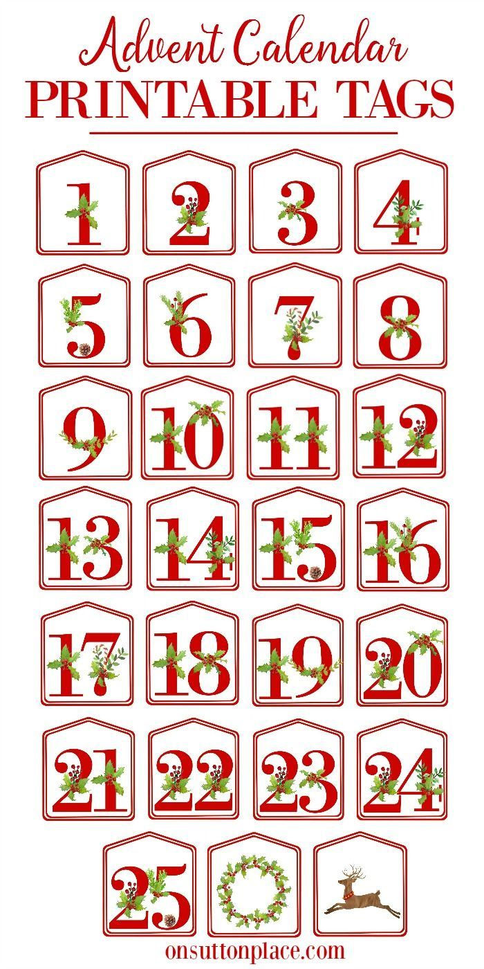 Diy Christmas Advent Calendar Red Printable Numbers 1 25, Digital with regard to Christmas Numbers 1 25 Printable