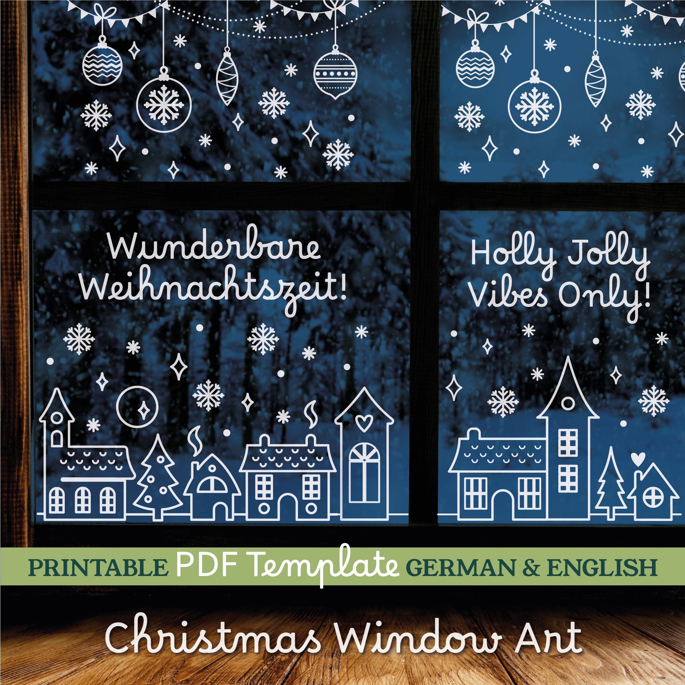 Diy Christmas Window Art Pdf Chalk Markers Painting Guide with regard to Printable Christmas Window Templates