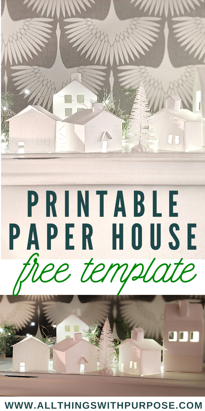 Diy Paper House Christmas Village Free Printable in Paper Houses Free Printable Printable Christmas Village Template