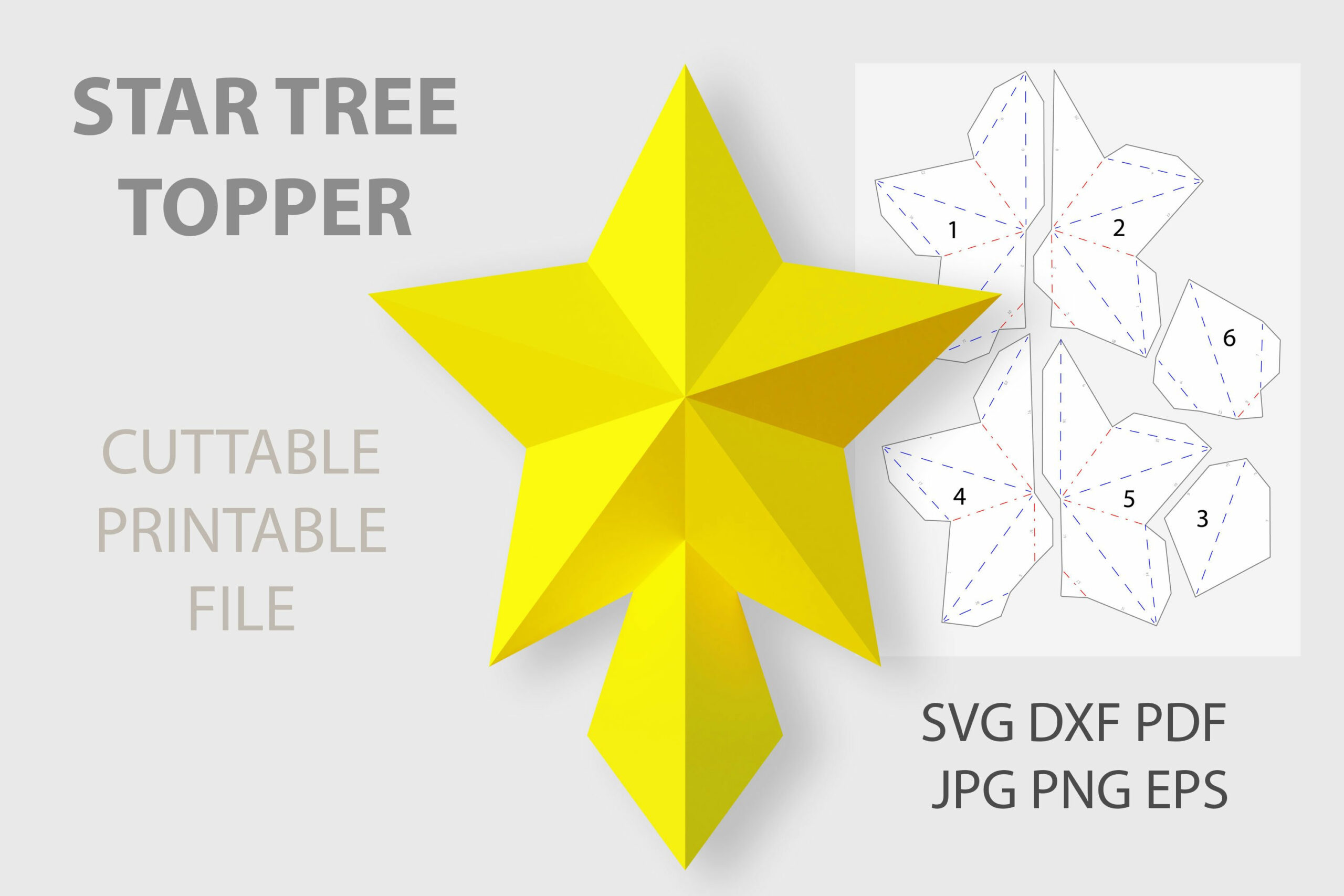 Diy Star Tree Topper for Printable Christmas Tree Topper Star