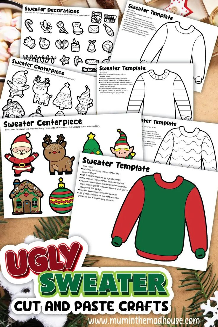 Diy Ugly Sweater Craft For Kids With Free Printables pertaining to Ugly Christmas Sweater Free Printable