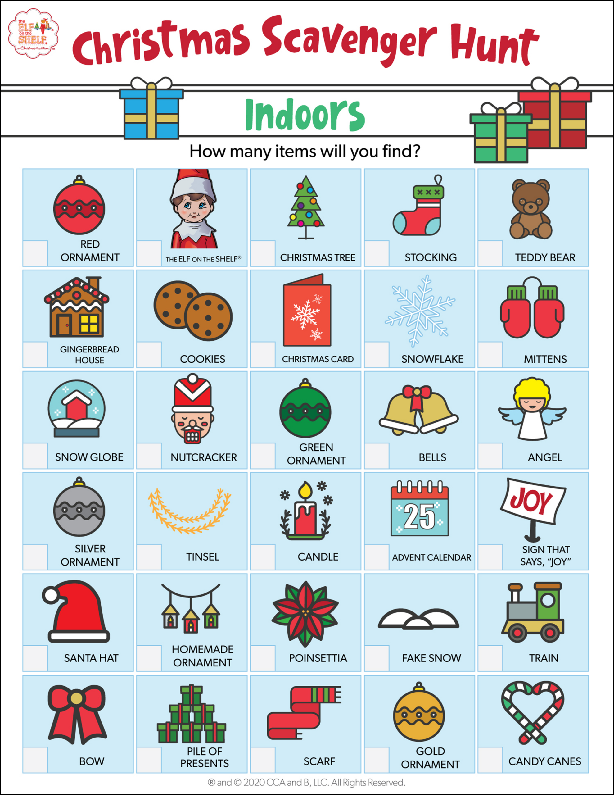 Download 3 Free Printable Christmas Scavenger Hunts | The Elf On for Printable Christmas Treasure Hunt