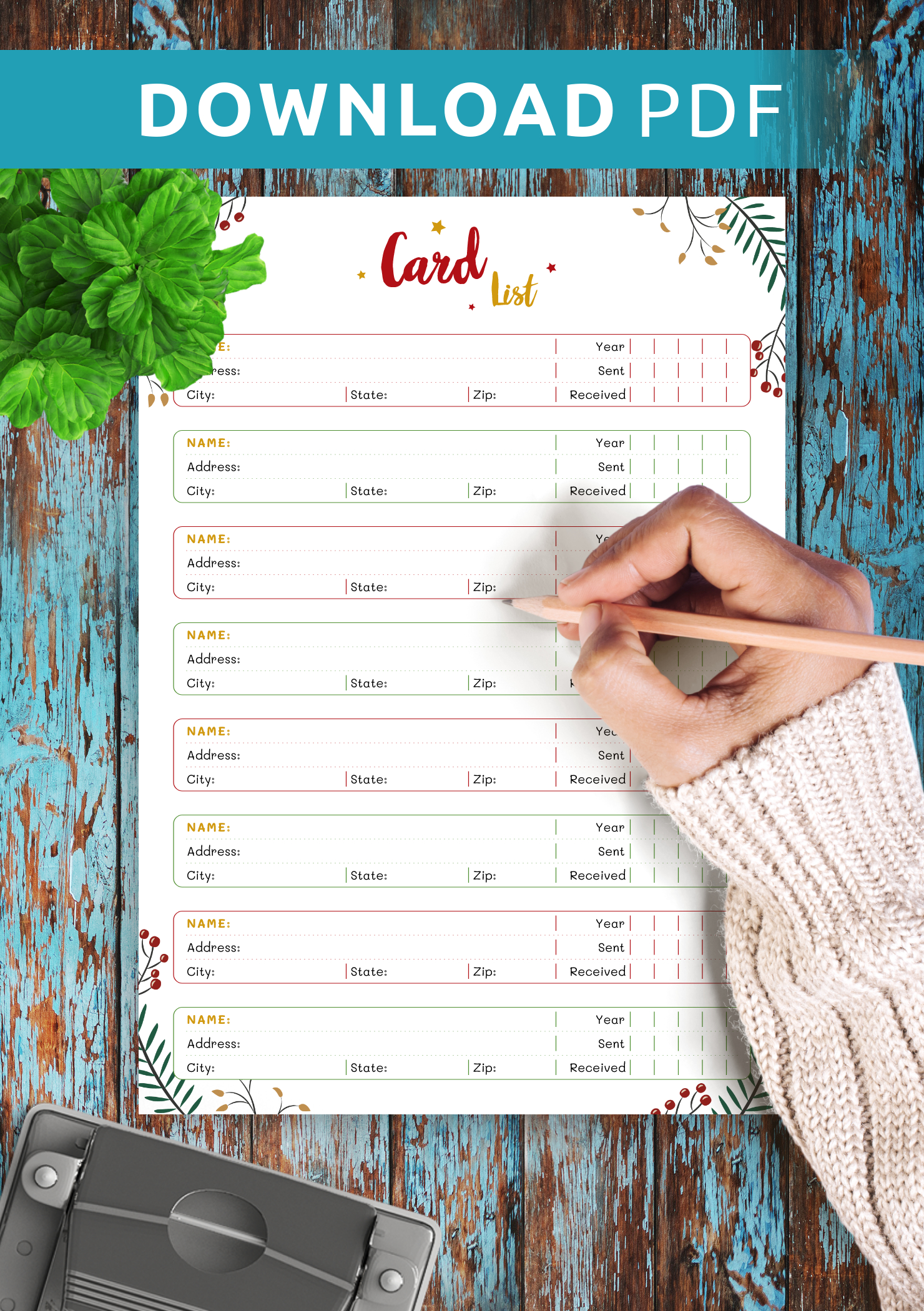 Download Printable Christmas Style - Card List Pdf throughout Printable Christmas Card List