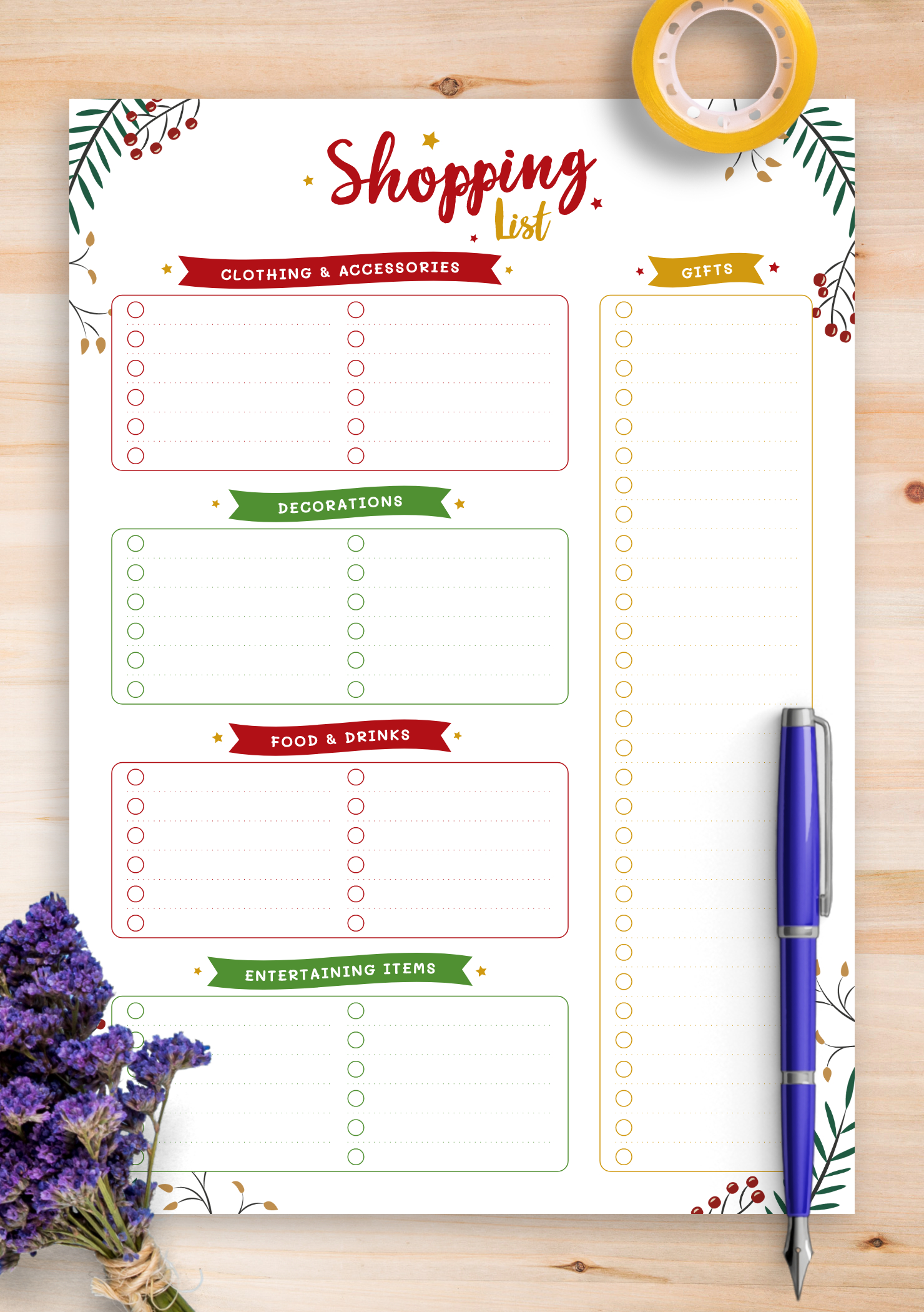 Download Printable Christmas Style - Shopping List Pdf for Christmas Shopping List Template Printable