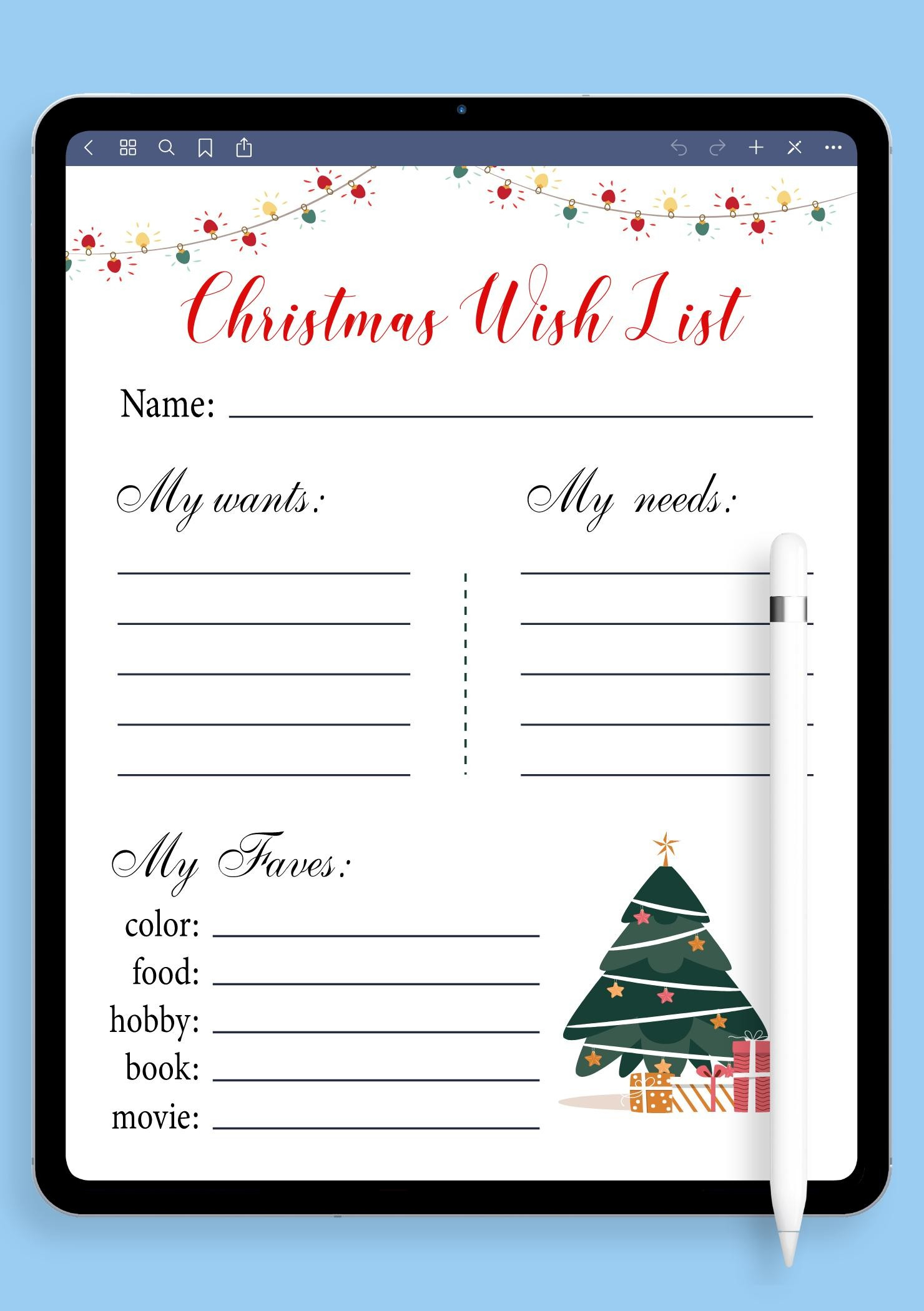 Download Printable White Christmas Wish List Template Pdf with Printable Christmas Wish List For Adults