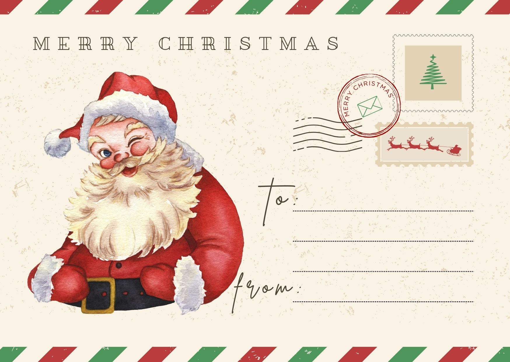 Downloadable And Printable Christmas Greeting Card (Santa Claus pertaining to Christmas Card From Santa Printable