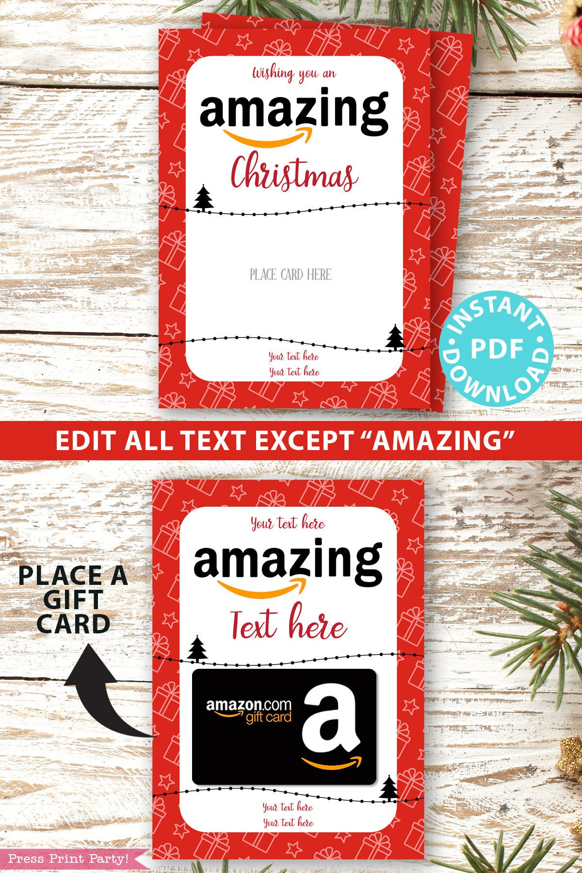 Editable Amazon Gift Card Holder Christmas Printable Template, 5 pertaining to Amazon Gift Card Christmas Printable