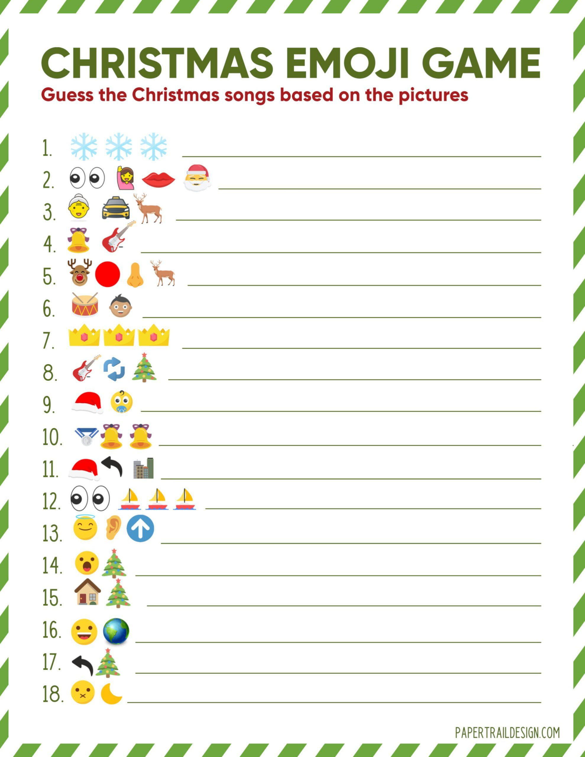 Emoji Printable Christmas Game | Paper Trail Design inside Free Printable Christmas Emoji Game