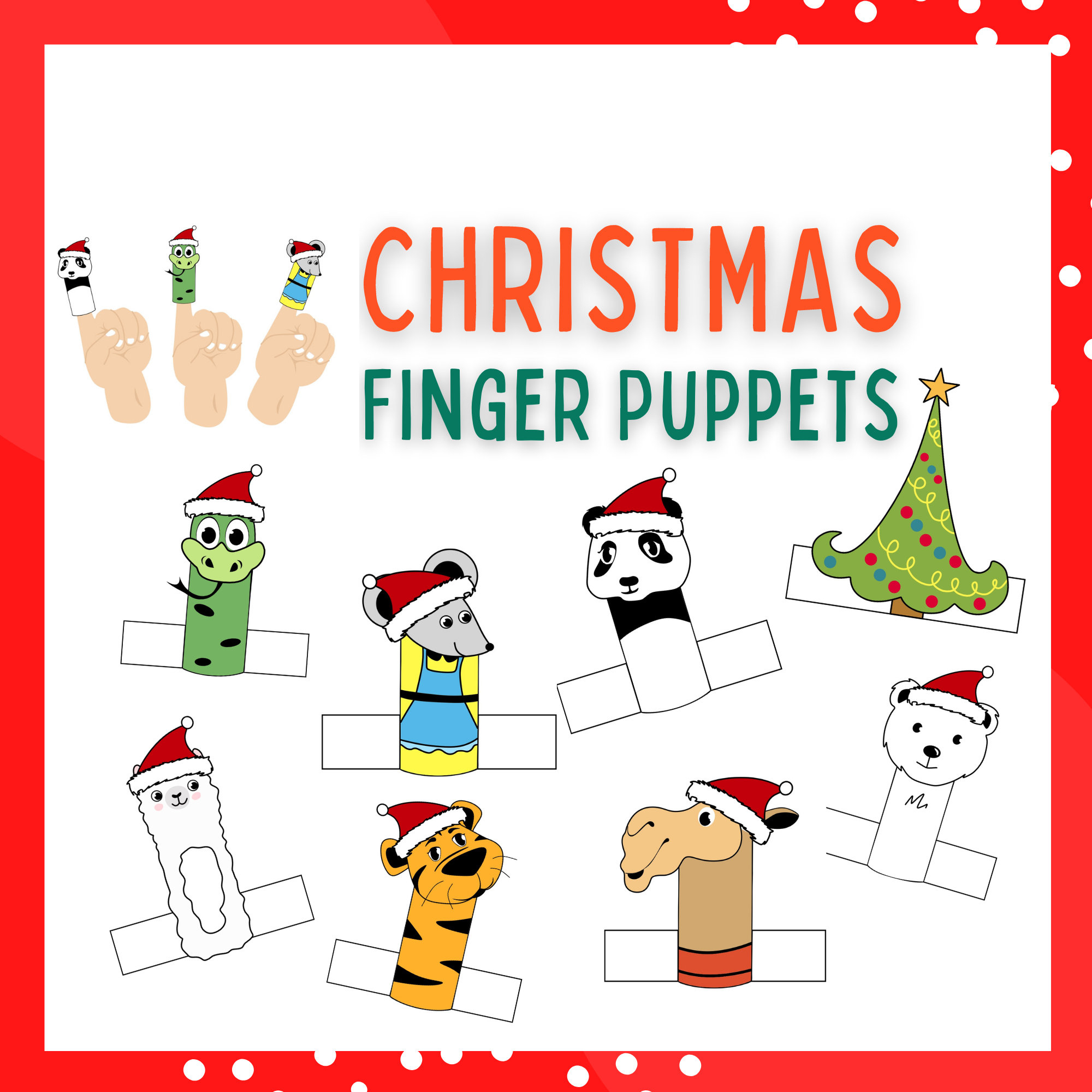 Finger Puppets: Christmas Tree, Panda, Polar Bear, Tiger And More with regard to Christmas Finger Puppets Printable