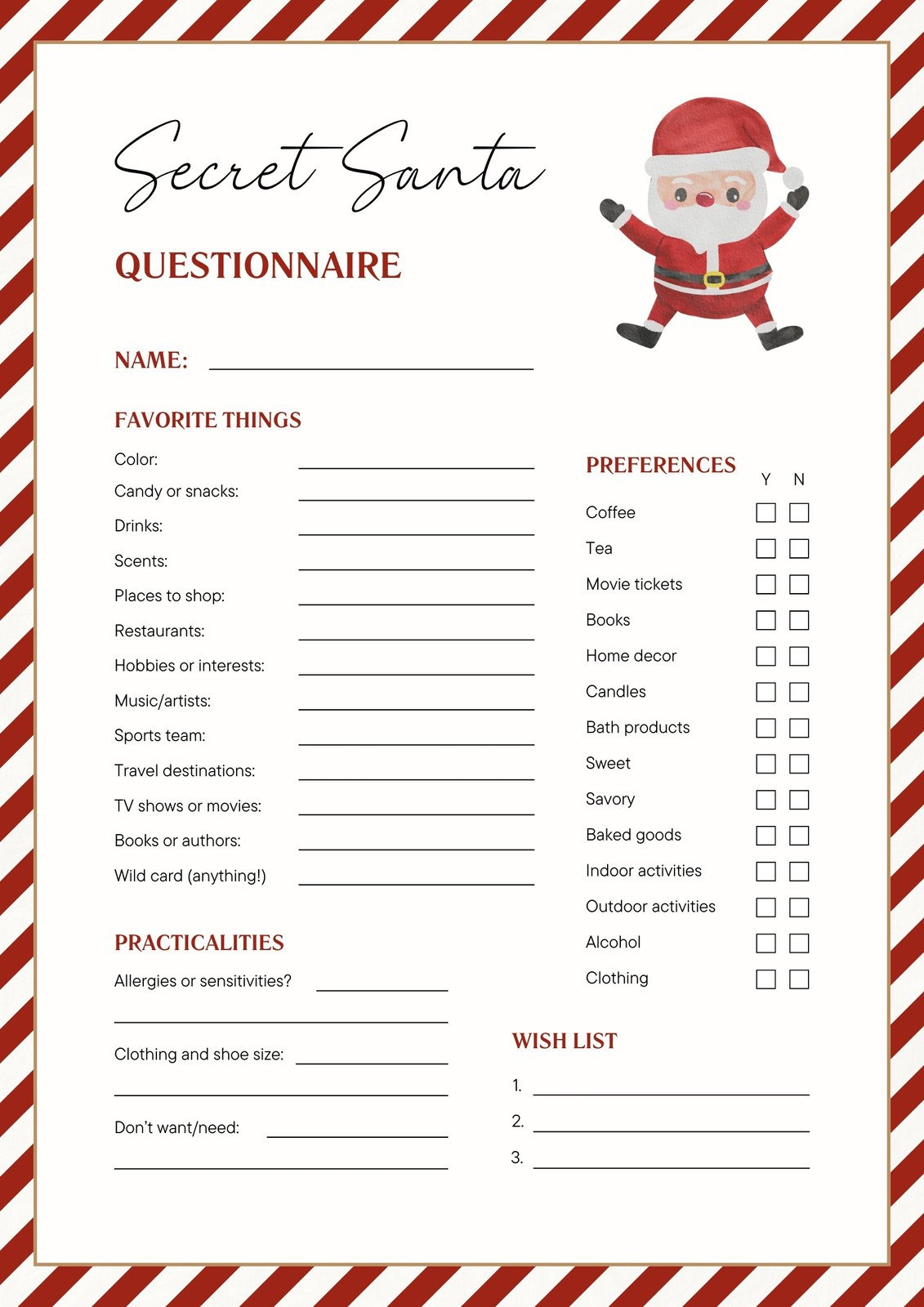 Free And Customizable Secret Santa Templates throughout Christmas Gift Exchange List Free Printable
