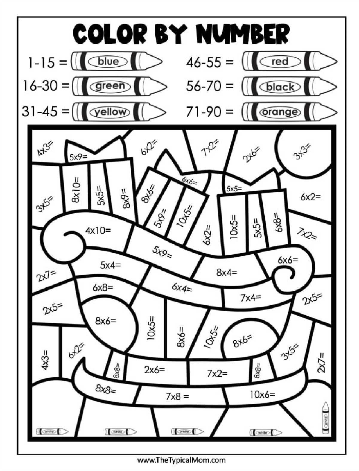 Free Christmas Colornumber (Pdf Printables) for Christmas Multiplication Color By Number Printable Worksheets Free