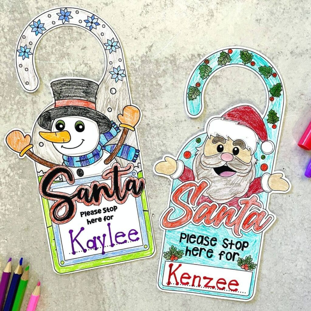 Free Christmas Door Hanger Printable For Kids To Color inside Christmas Door Hangers Printable