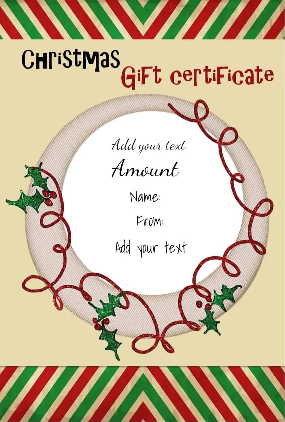 Free Christmas Gift Certificate Template | Customize &amp;amp; Download intended for Christmas Certificates Free Printable