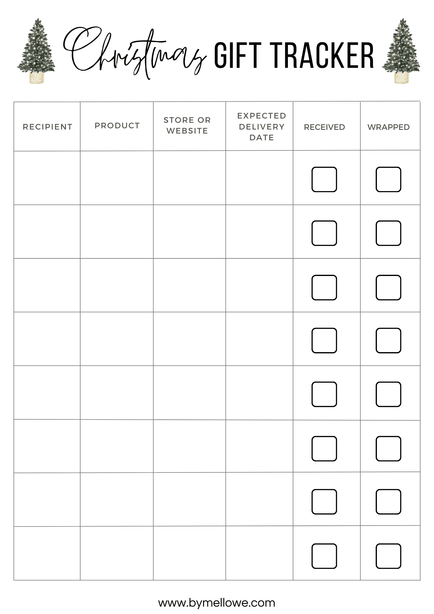 Free Christmas Gift Tracker Printable - The Wellthy Mama throughout Christmas Gift Tracker Printable Free