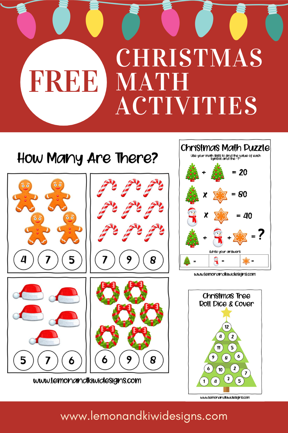 Free Christmas Math Printable Activity Book - Lemon And Kiwi Designs inside Christmas Math Printable Free