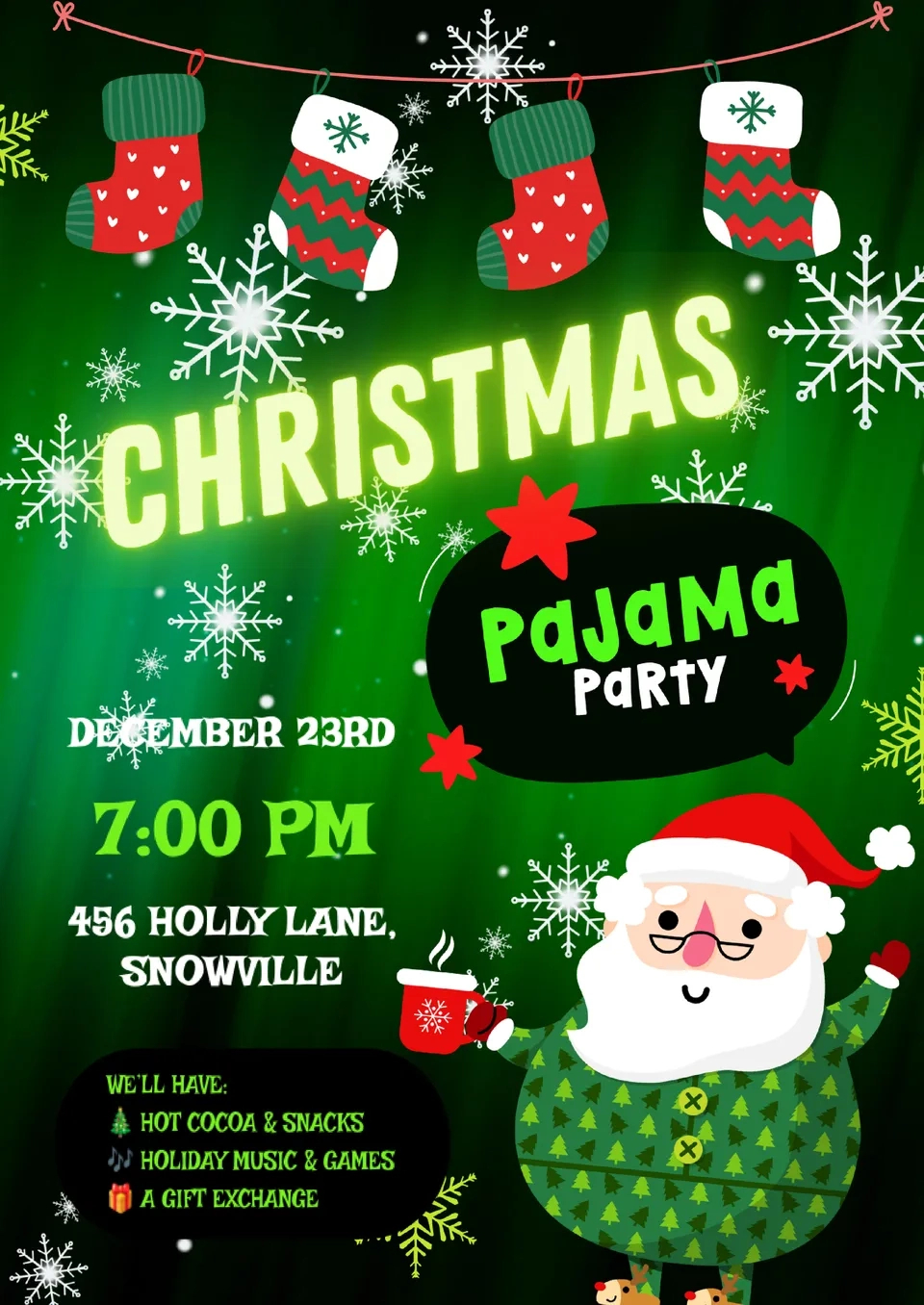 Free Christmas Pajama Party Invitation Template For Google Docs within Christmas Pajama Party Invitations Free Printable