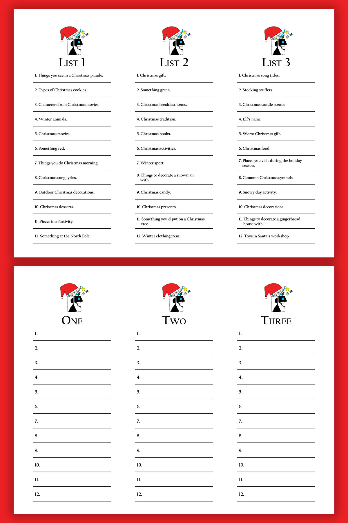 Free Christmas Scattergories Printable Game Set pertaining to Free Printable Christmas Scattergories Sheets