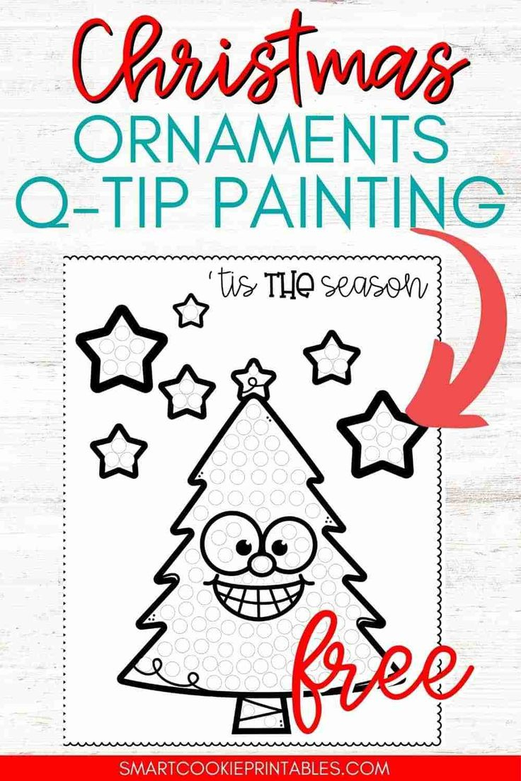 Free Christmas Tree Q-Tip Painting Art Activity - Smart Cookie intended for Christmas Q Tip Painting Printable Free