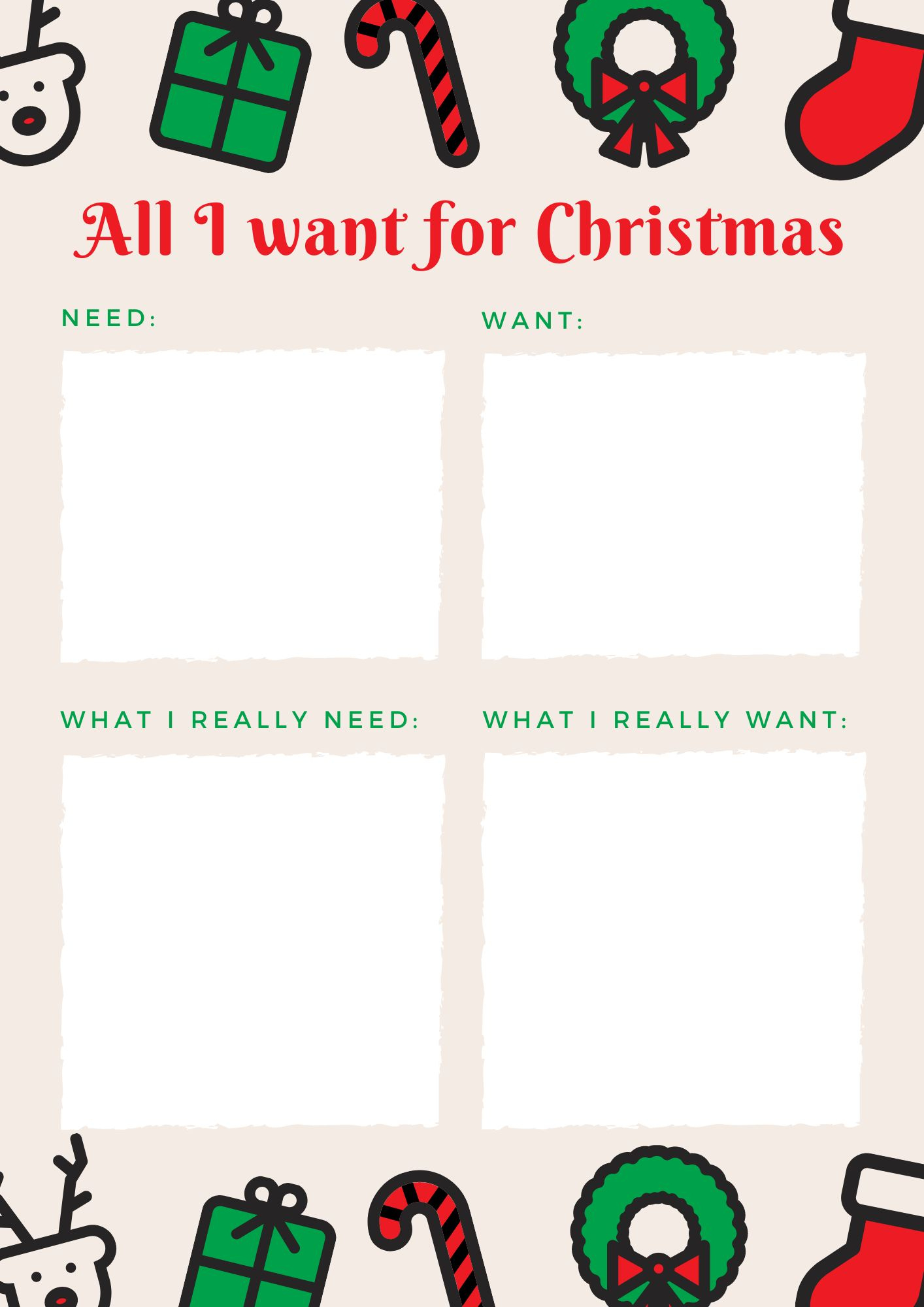 Free Christmas Wish Lists - Lemon And Kiwi Designs within All I Want For Christmas Printable