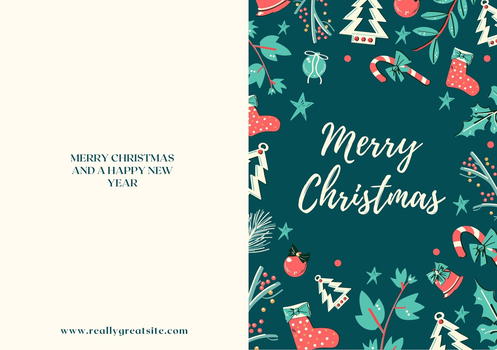 Free Custom Printable Christmas Folded Card Templates | Canva in Free Printable Merry Christmas Card