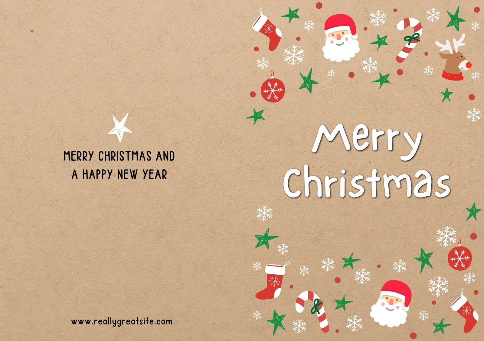 Free Custom Printable Christmas Folded Card Templates | Canva intended for Merry Christmas Template Printable