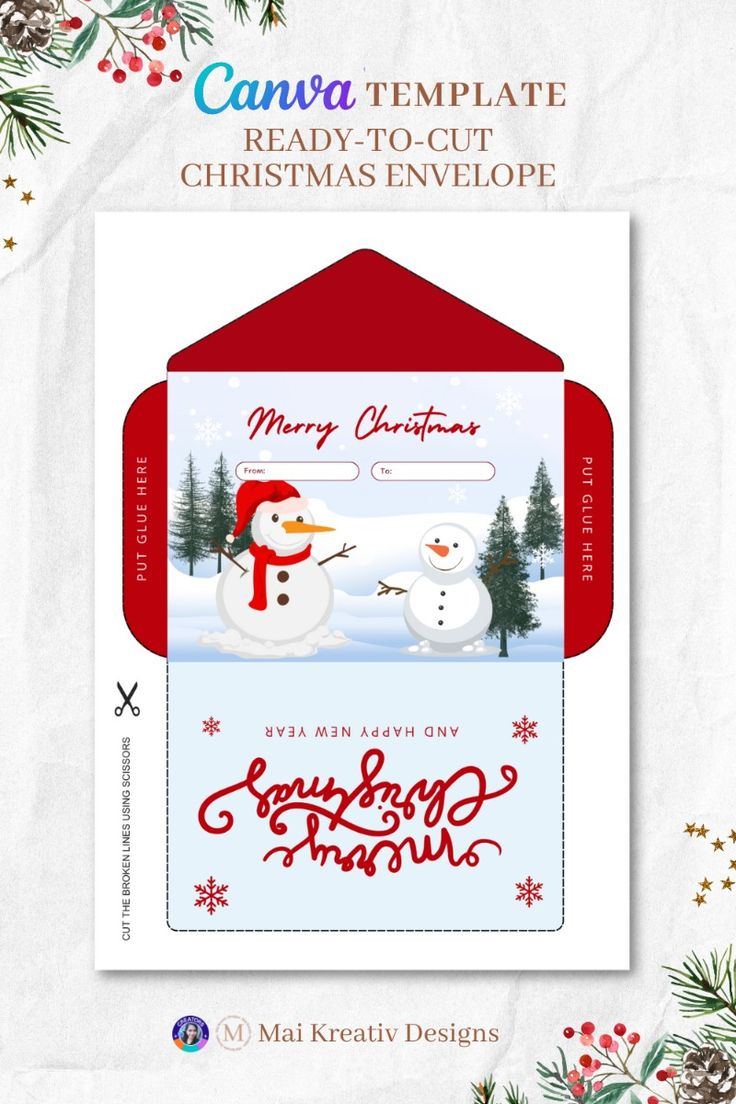 Free Diy Christmas Envelope Ready To Cut. Christmas Envelope regarding Christmas Envelopes Free Printable
