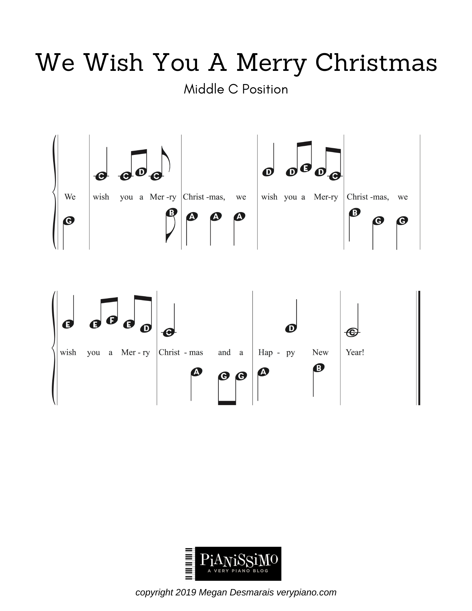 Free Easy Piano Sheet Music: We Wish You A Merry Christmas | Very inside Free Printable Piano Christmas Music