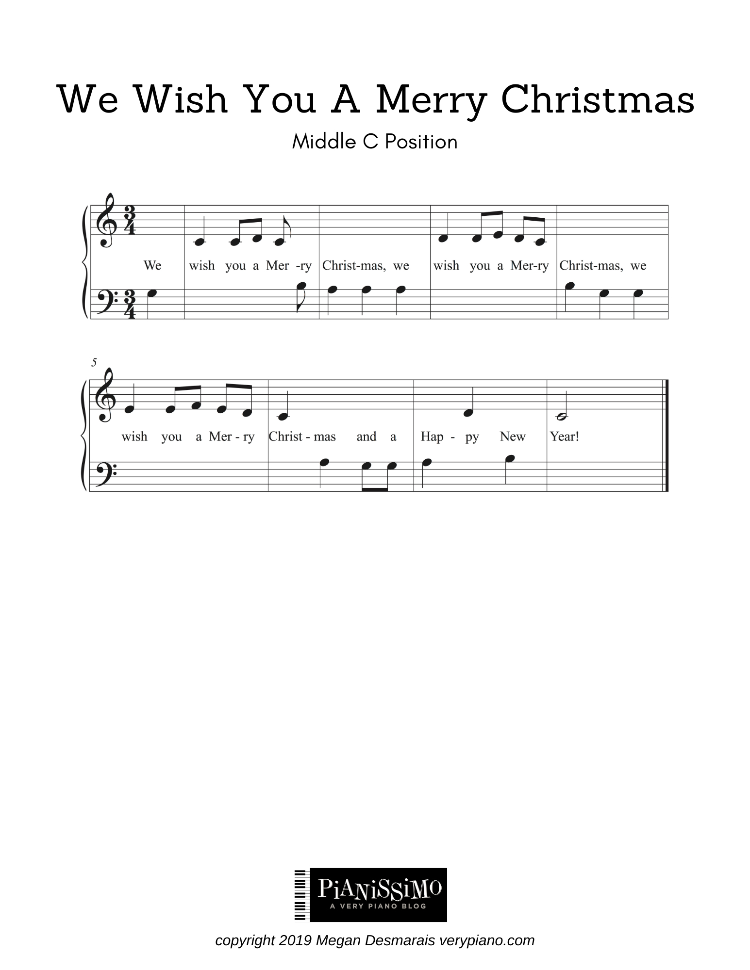 Free Easy Piano Sheet Music: We Wish You A Merry Christmas | Very within Piano Christmas Sheet Music Free Printable