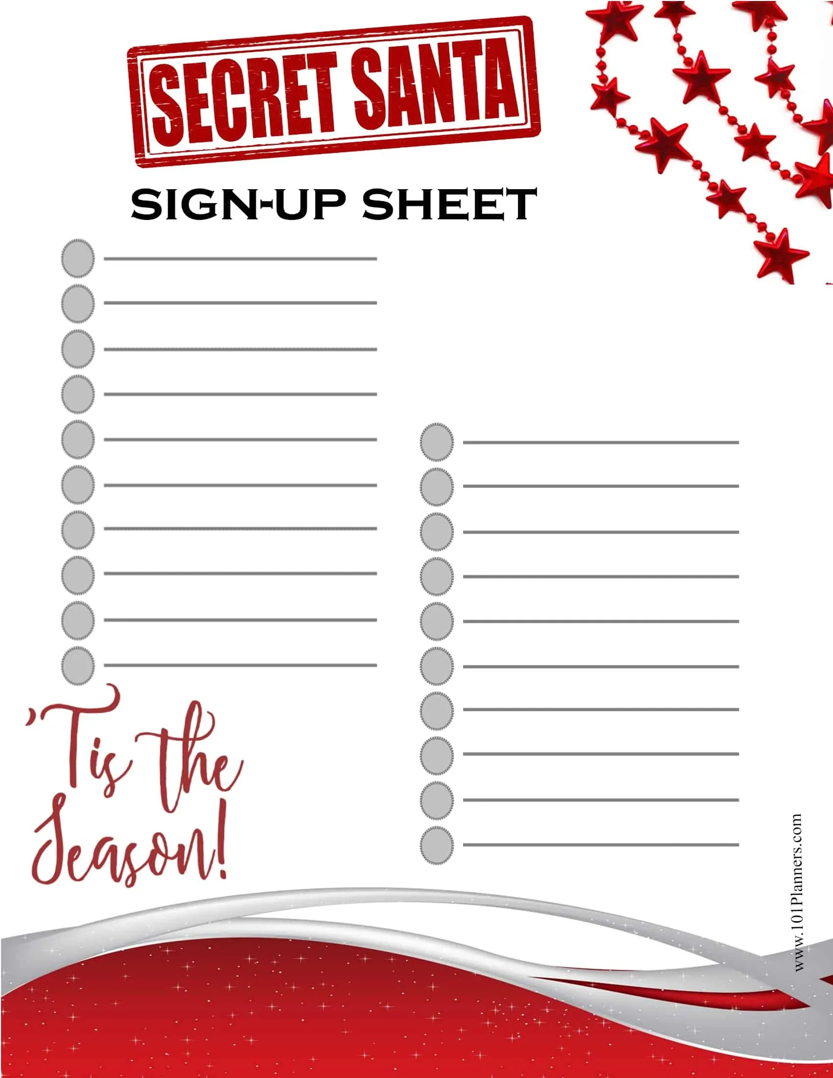 Free Editable Secret Santa Form Template with Printable Christmas Secret Santa Sign Up Sheet