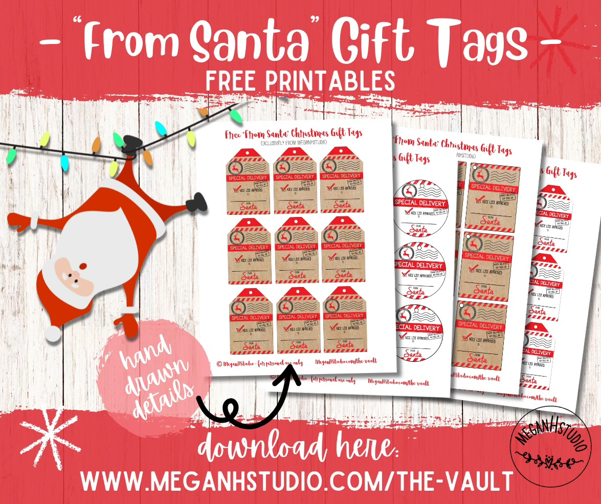 Free "From Santa" Gift Tags Printables - Meganhstudio pertaining to Free Printable Editable Christmas Gift Tags From Santa