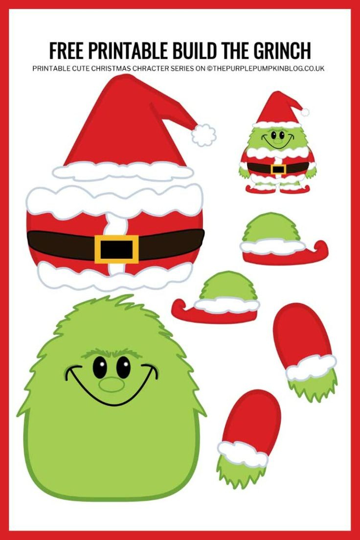 Free Printable Build The Grinch Paper Template (Christmas Craft) throughout Christmas Paper Crafts Printable Free