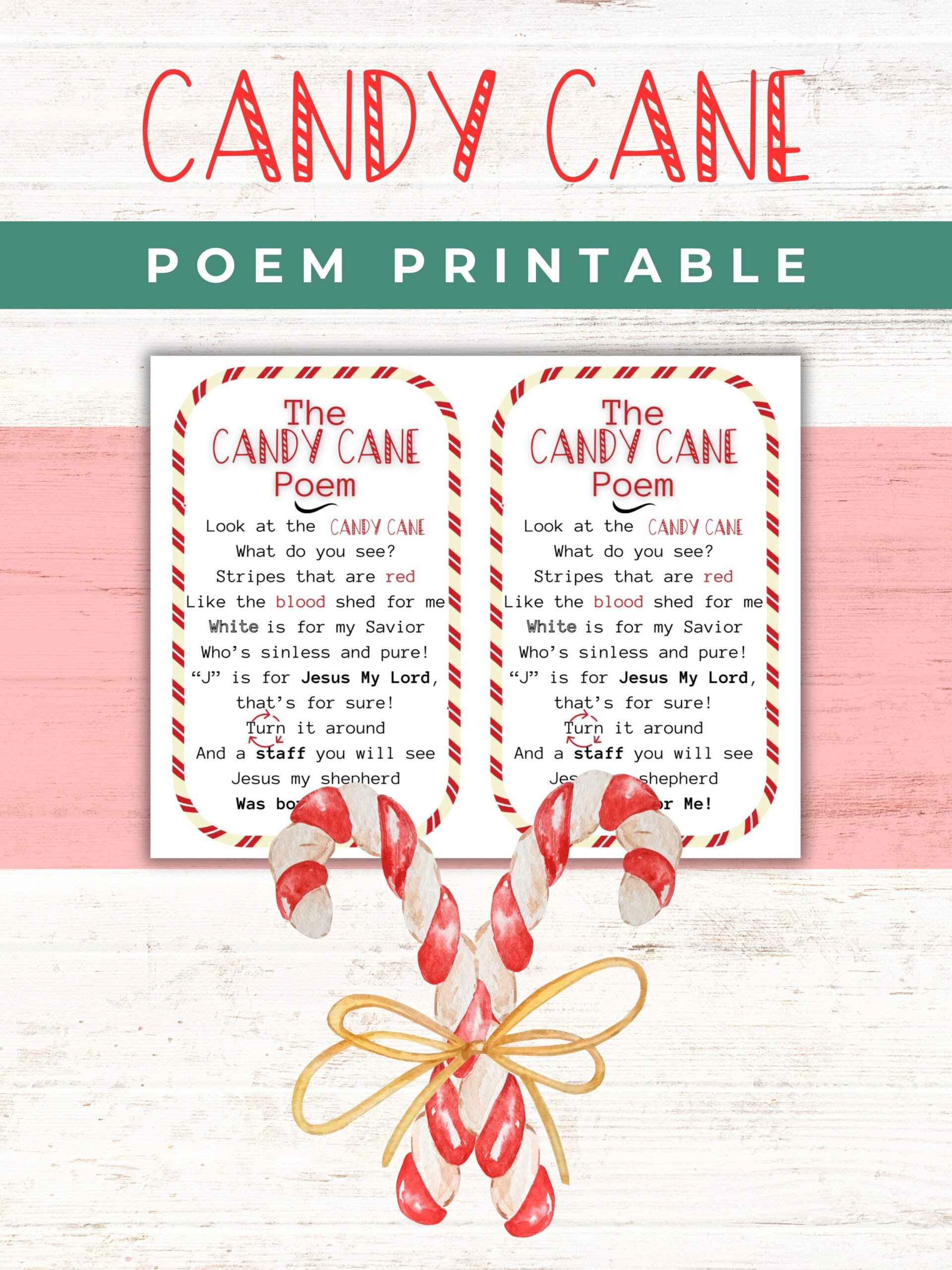 Free Printable Candy Cane Poem | Healing Home pertaining to Candy Cane Christmas Story Printable