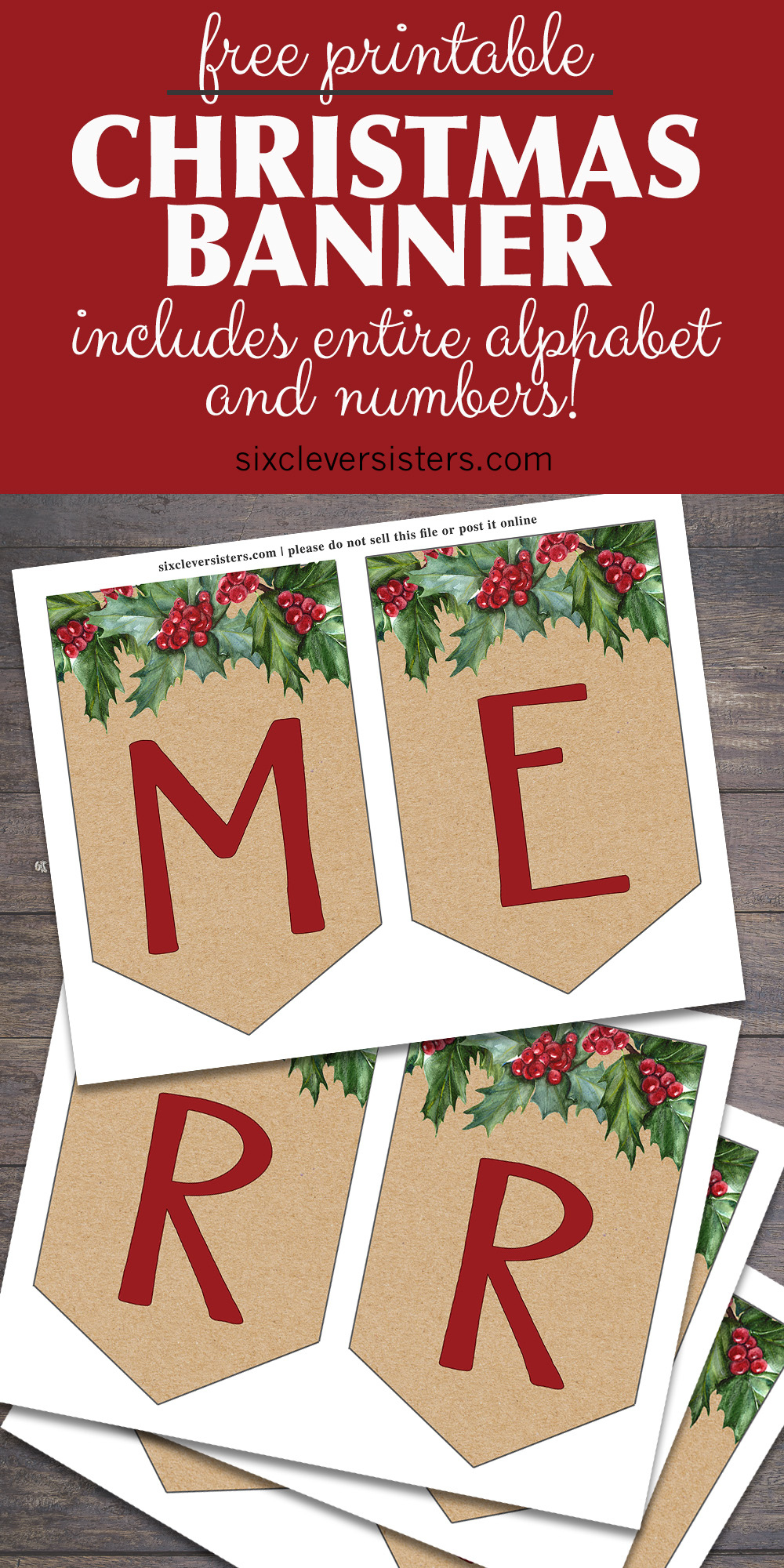 Free Printable Christmas Banner - Six Clever Sisters with Printable Christmas Banner Free