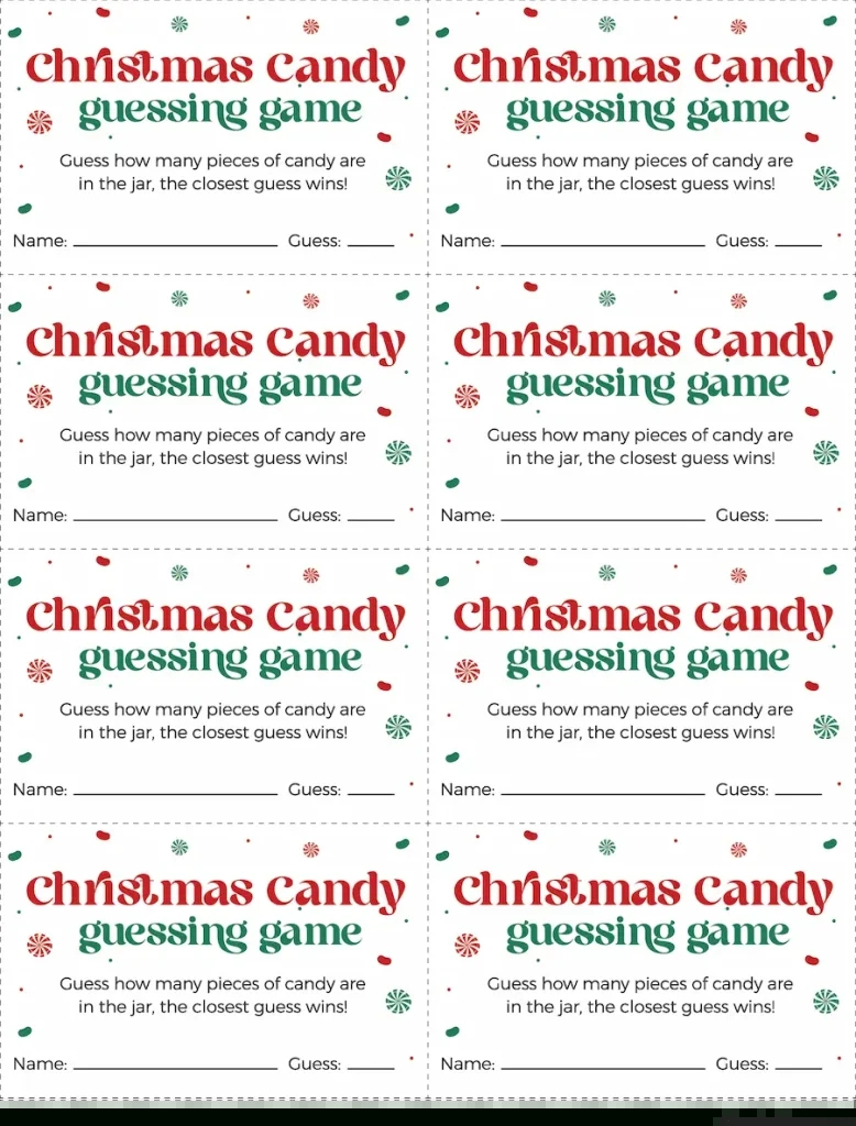 Free Printable Christmas Candy Guessing Game - Favorite Printables with Christmas Candy Guessing Game Free Printable