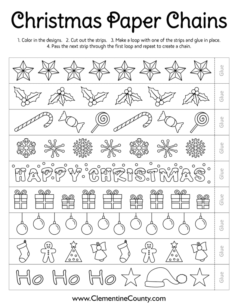 Free Printable Christmas Chains To Color | Clementine County intended for Christmas Paper Chains Free Printable