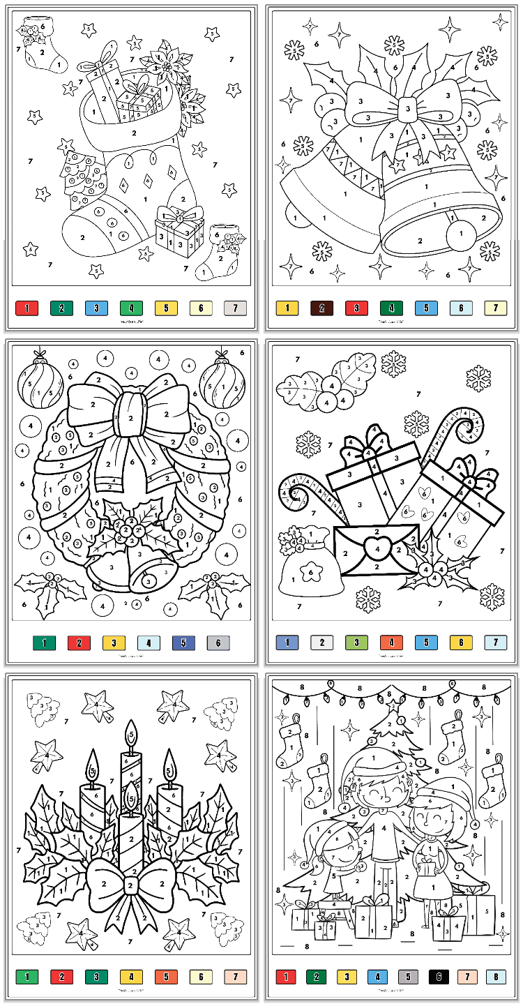 Free Printable Christmas Colornumber Sheets - The Artisan Life in Printable Color by Numbers Christmas