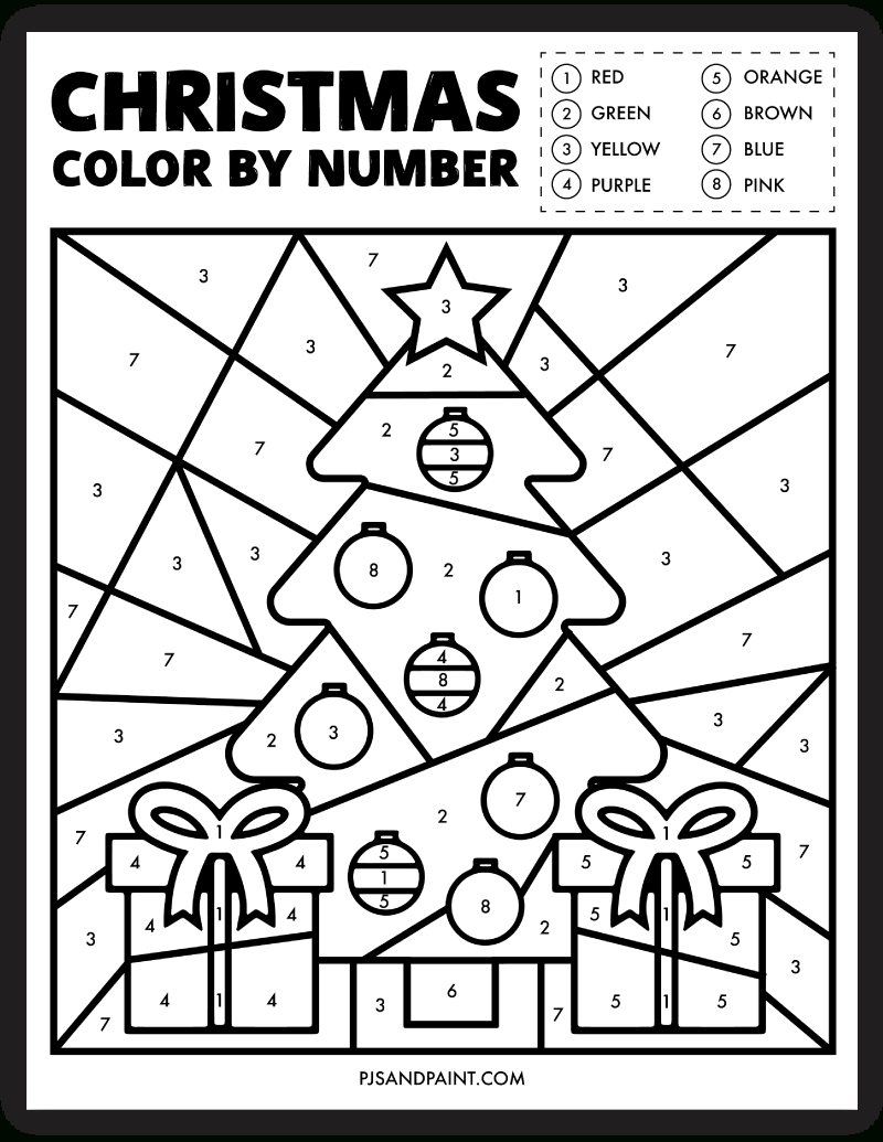 Free Printable Christmas Colornumber Worksheet - Pjs And Paint regarding Printable Christmas Paint by Numbers