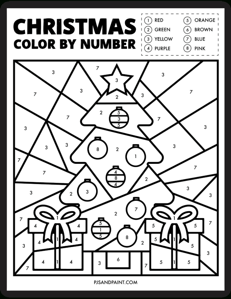 Free Printable Christmas Colornumber Worksheet - Pjs And Paint with regard to Free Printable Color By Number Christmas Pages