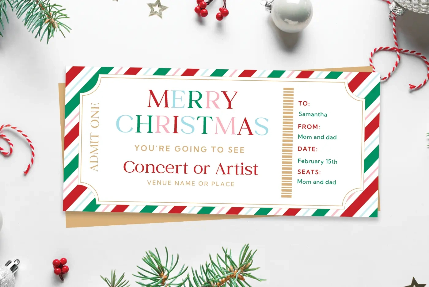 Free Printable Christmas Concert Ticket Gift - Favorite Printables throughout Free Printable Christmas Ticket Template