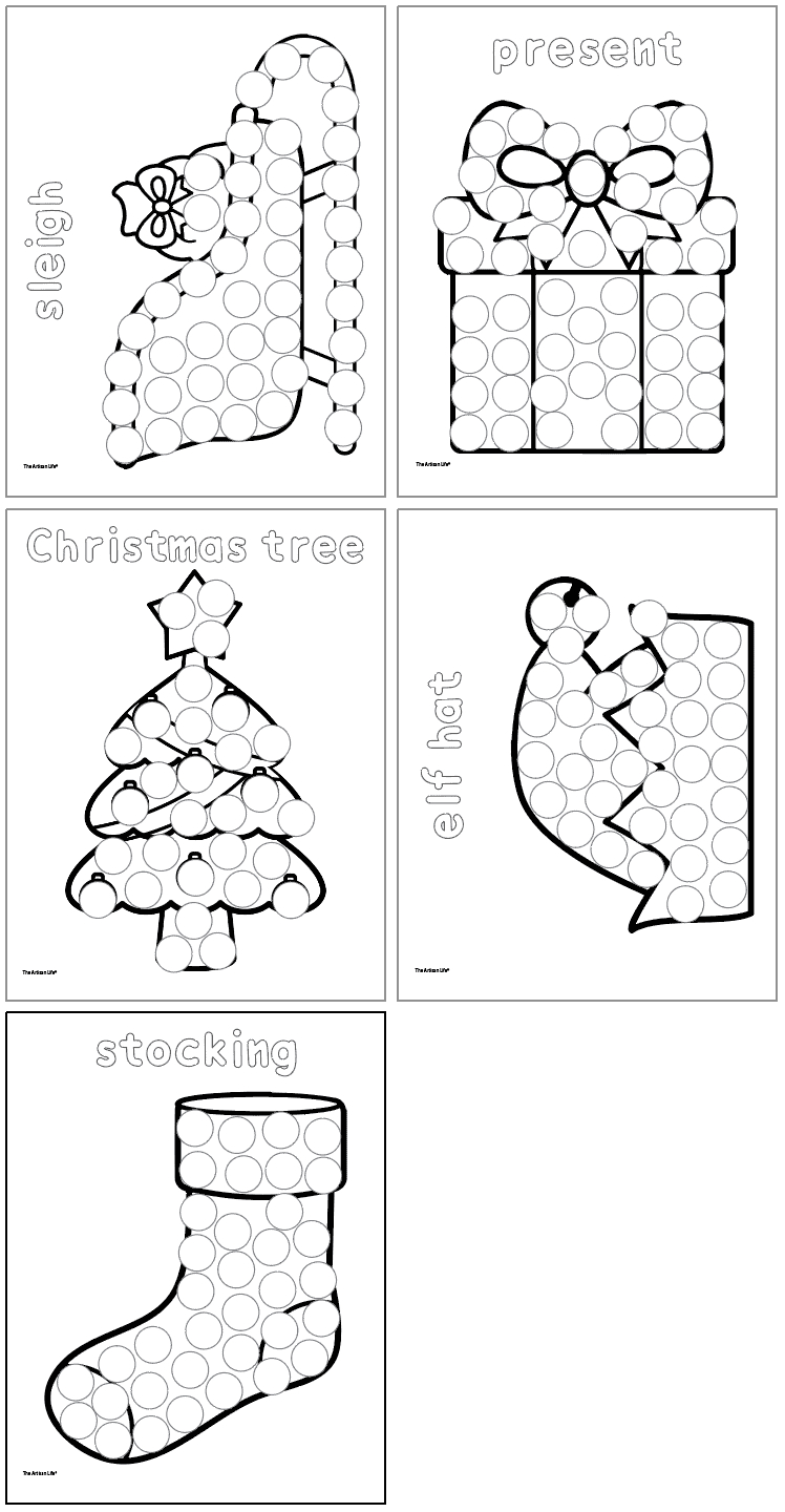 Free Printable Christmas Dot Marker Pages With Vocabulary - The inside Printable Christmas Dot Painting