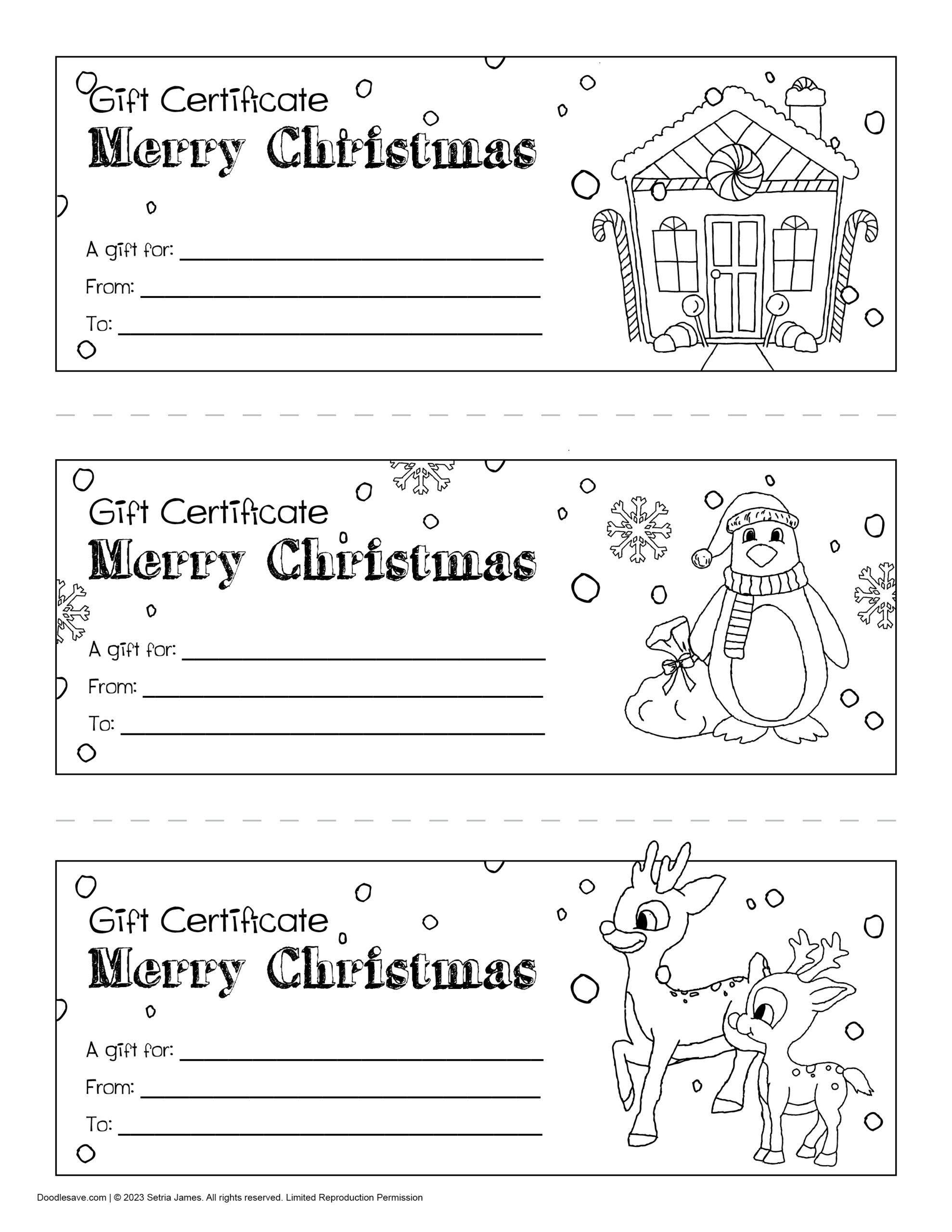 Free Printable Christmas Gift Certificate Colorable Holiday Gift with Free Printable Christmas Certificate Templates