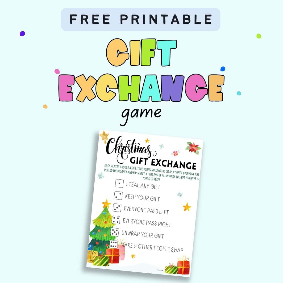 Free Printable Christmas Gift Exchange Game - The Artisan Life for Christmas Gift Exchange Game Printable